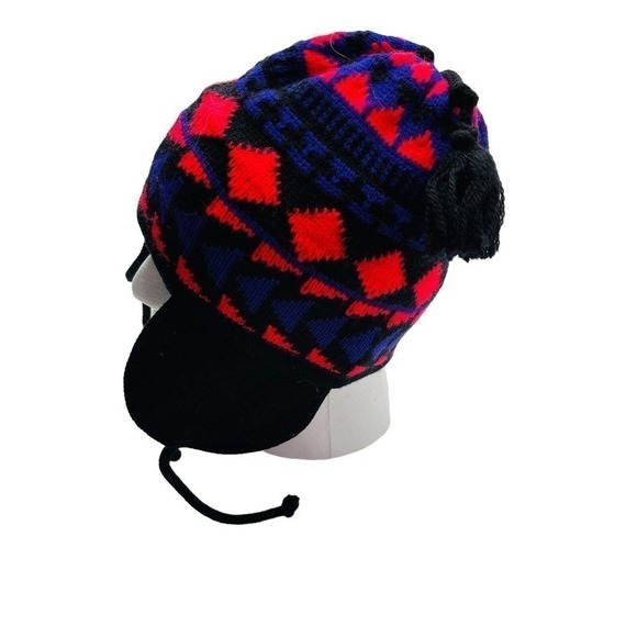 Capello Adult Wool Fair Isle Tassel Top Earflap Knit Beanie Hat OSFM Colorful - Picture 2 of 5